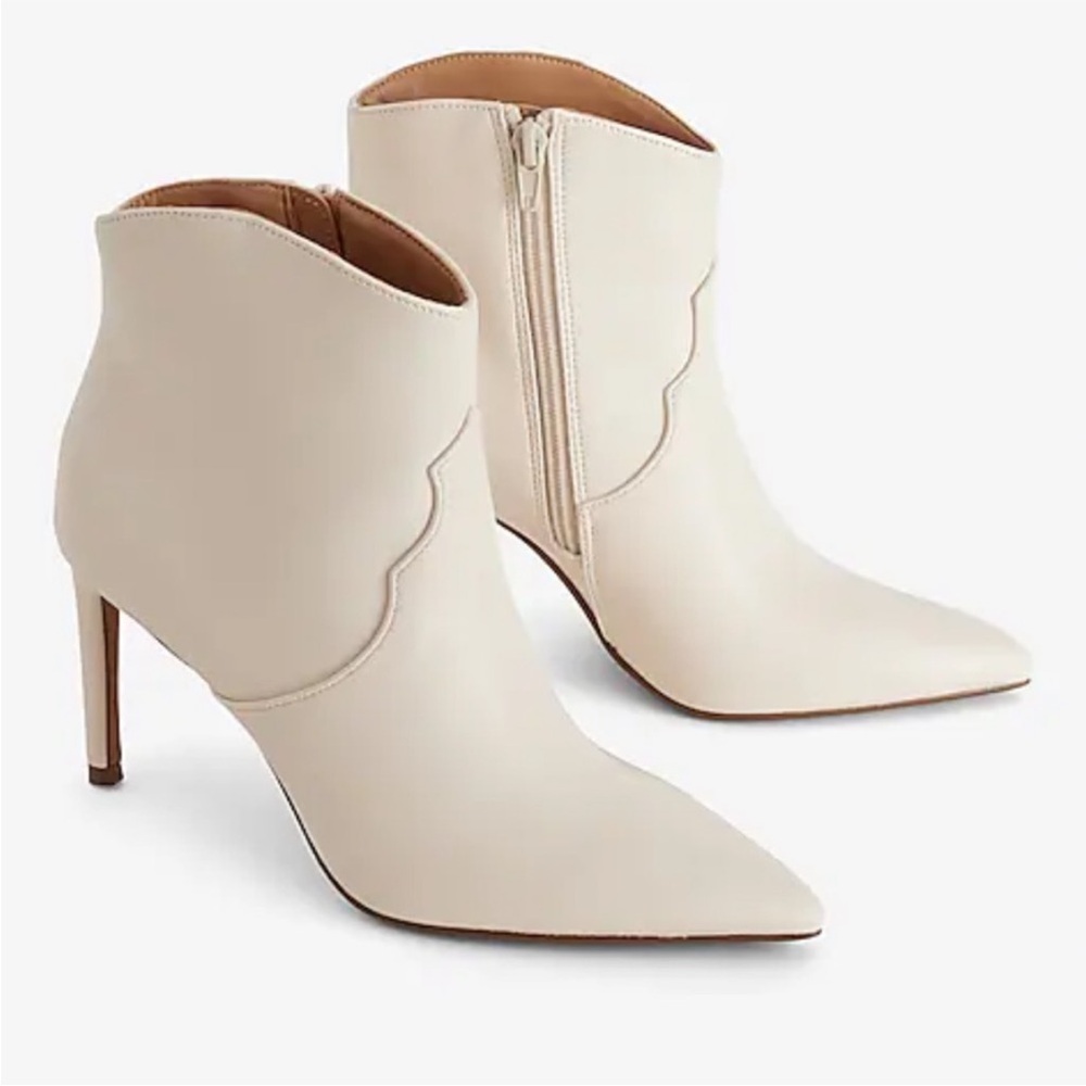 Express Cream Heeled Ankle Boots